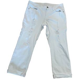 White destroyed cropped jeans - Size 11